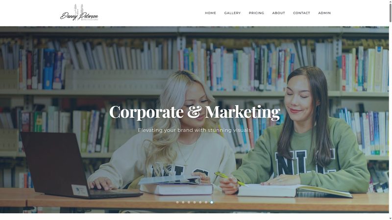 Danny Peterson Photography homepage hero with corporate and marketing photography slider