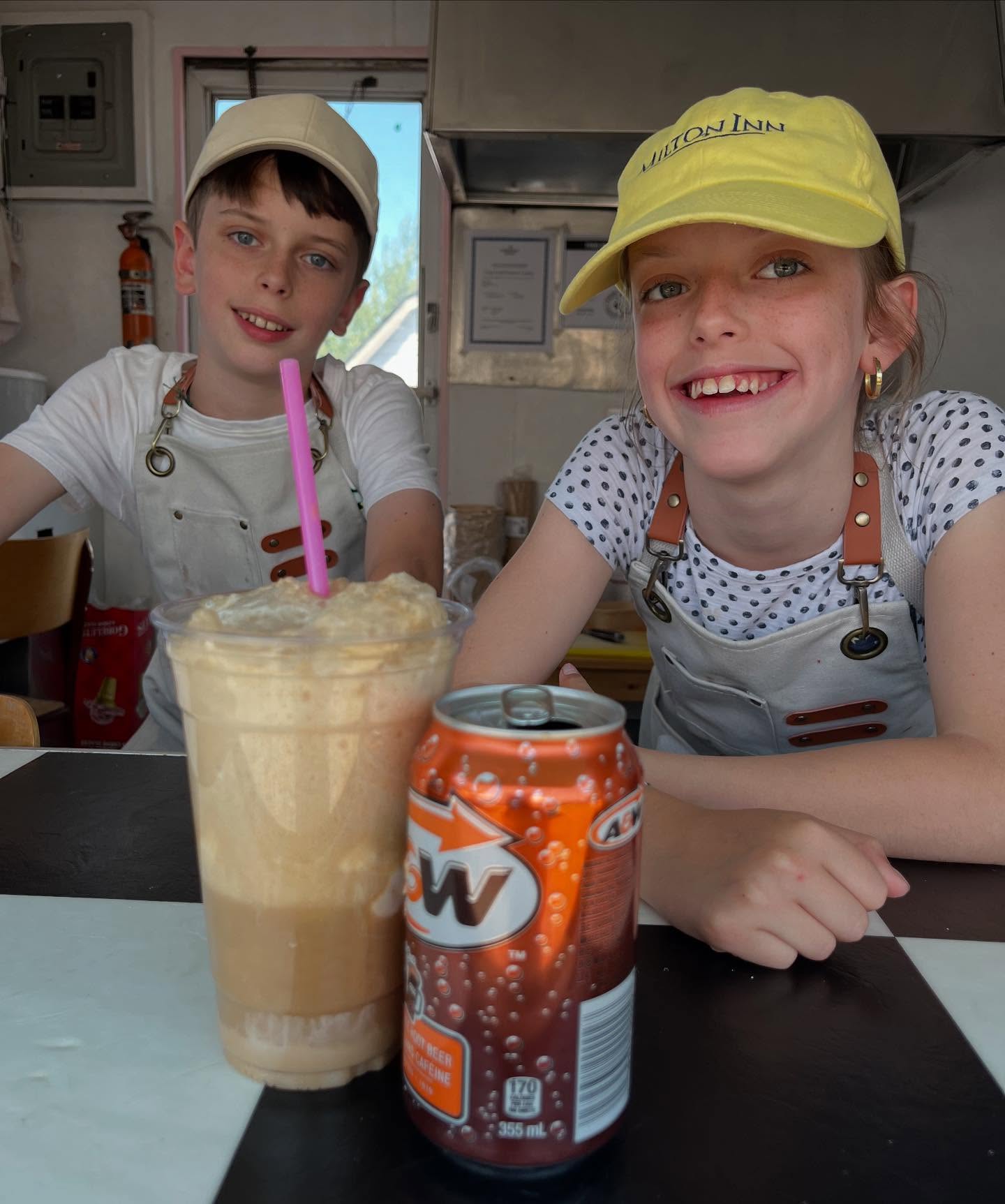 Kids serving ice cream